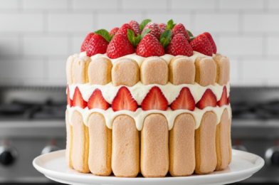 Charlotte aux Fraises Façon Tiramisu (No-Bake Strawberry Tiramisu Charlotte)
