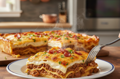 Indulge in Parmesan Garlic Bacon Cheeseburger Lasagna Tonight
