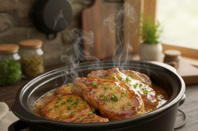 Slow Cooker Honey Garlic Butter Pork Chops