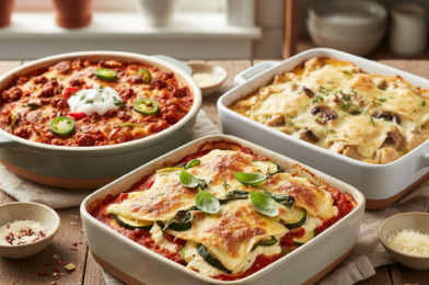 Savory Cheesy Baked Dumpling Lasagna