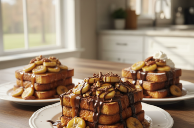Decadent Banana Foster French Toast Recipe with Easy Rum Caramel Sauce