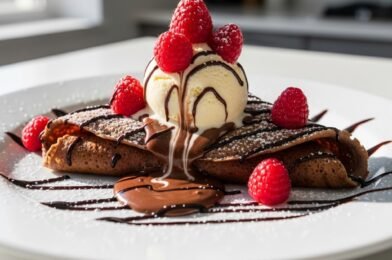 Chocolate Overload Crepe with Ice Cream & Fresh Raspberries (Ultimate Dessert Recipe)