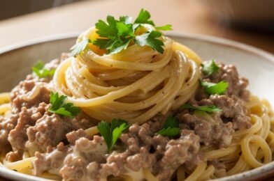 Creamy Beef Garlic Butter Pasta Recipe – Quick & Easy One-Pot Comfort Food for Busy Nights