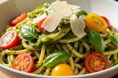 Easy 20-Minute Pesto Pasta with Cherry Tomatoes (Quick, Fresh & Flavor-Packed)