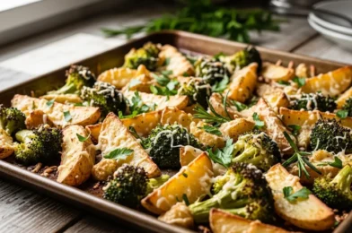 Roasted Parmesan Potatoes and Broccoli (Crispy, Cheesy & Easy Side Dish)