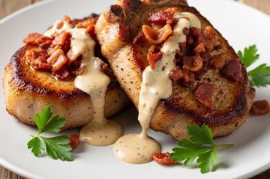 Savory Maple Bacon Pork Chops in Creamy Dijon Sauce – A Comfort Food Delight!