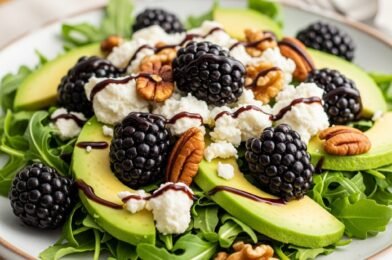 Delicious Blackberry Avocado and Arugula Salad with Sweet Creamy and Peppery Flavors