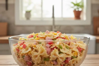 Delicious Creamy Ham Cheddar Farfalle Salad in Minutes